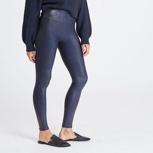 Spanx Night Navy Faux Leather Legging NWT XL Midnight Navy Blue